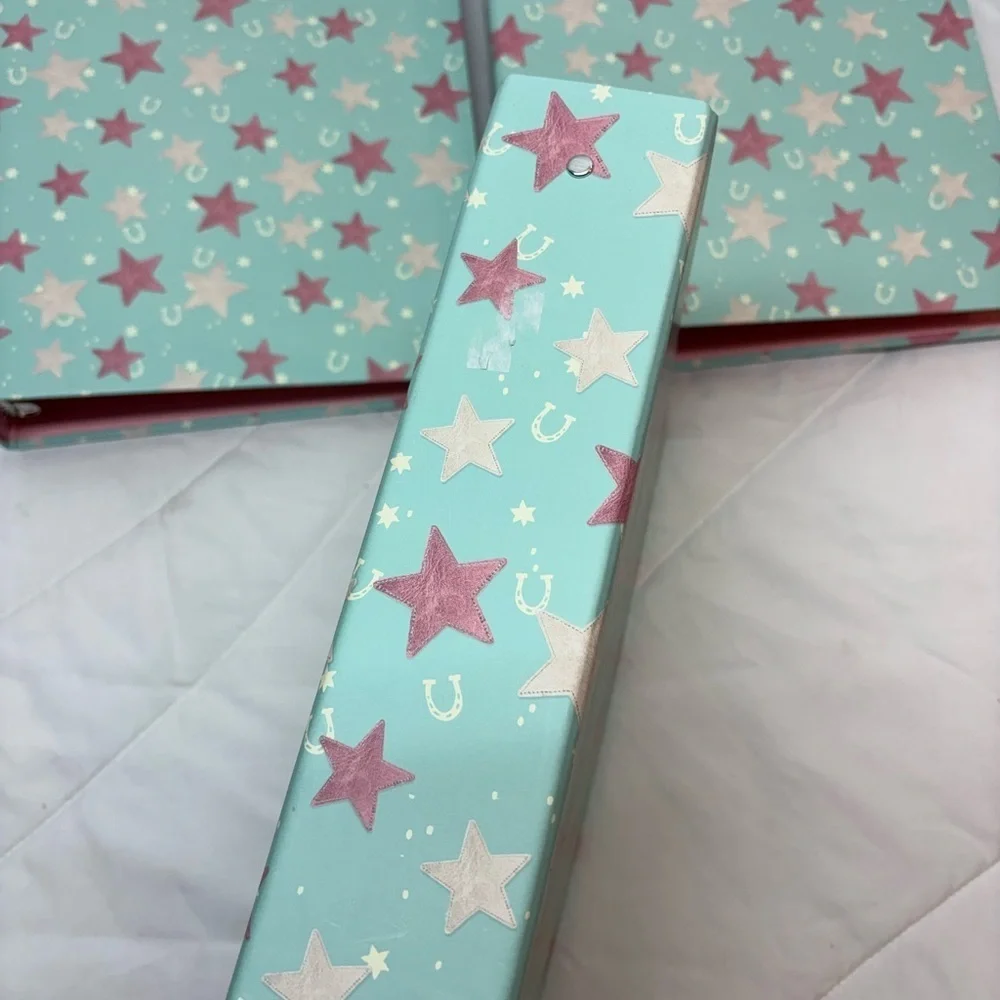 Set of 3 New GARTNER Studios 2” 3 ring binders Star Patterned Binders pink teal